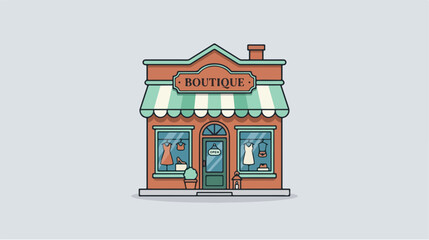 Obraz premium Flat vector illustration of a charming small clothing boutique storefront.