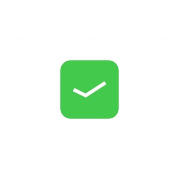 green check mark button animation on white screen background 