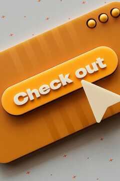 Closeup 3D Checkout Button and Cursor