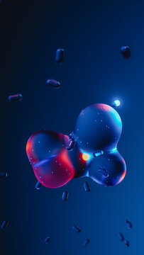 Abstract liquid technology background in blue neon tones