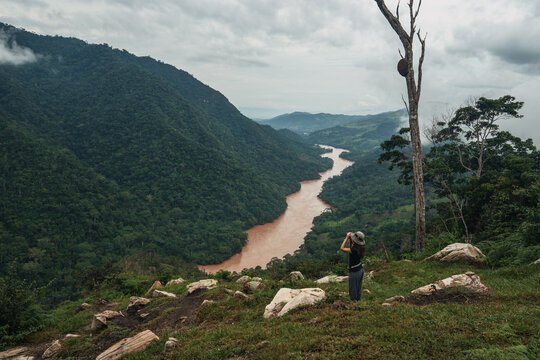 Woman birding in South America
