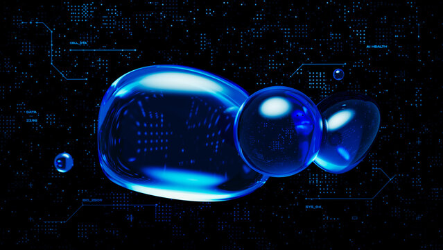 Futuristic glass sphere design with technology background