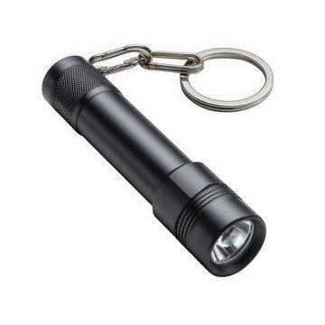Black keychain flashlight with ring