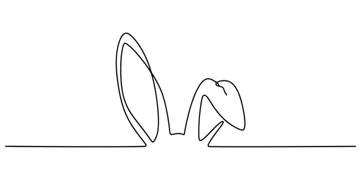Continuous single line drawing of cute bunny rabbit ears simple minimalist vector design