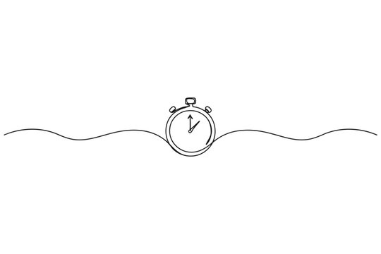 Continuous line art stopwatch time management symbol with stopwatch, management