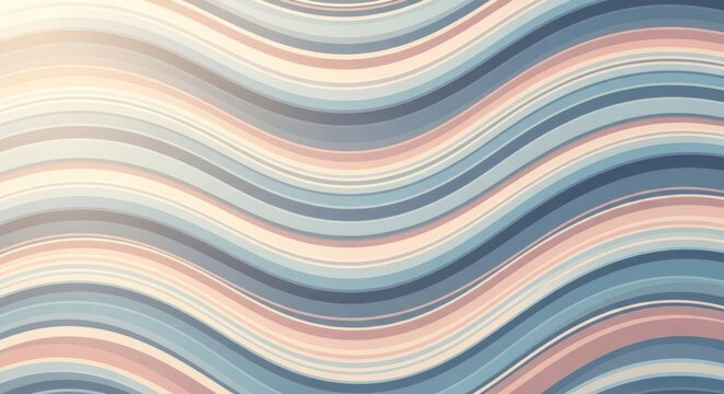 Series of pastel colored undulating stripes create a soft abstract background texture