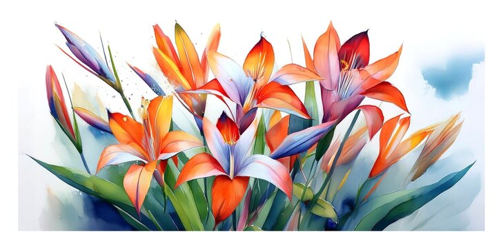 Romantische Karten Vorlage mit Blumen im Aquarell Technik	