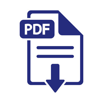 Pdf document download icon blue design isolated on transparent background
