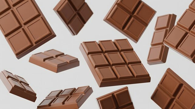 Close-up of Assorted Chocolate Bars on White Background