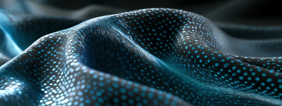 Abstract Smart Fabric Textures on a Dark Background with Eco-Friendly Attributes and Futuristic Design Elements