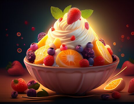 fruit bingsu icream clean light bright lighting