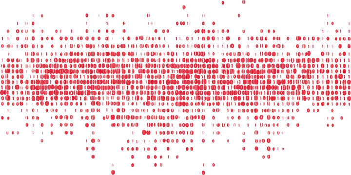 Abstract scattered red binary code noise with digital technology programming pattern background vector illustration design.