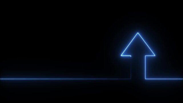 Abstract Financial Growth Concept with Glowing Upward Arrow and Trend Line, Business Success Blue Neon Illustration motion videos