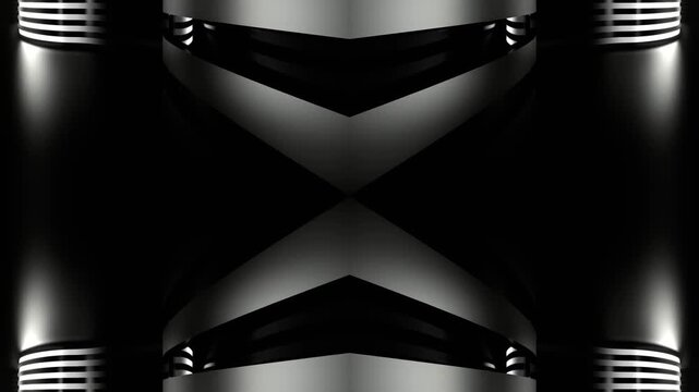 Black and White Neon Curved Walls Kaleidoscope Background VJ Loop in 4K