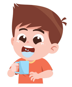Child Gargling Water for Oral Hygiene Healthy Habit Educational Illustration