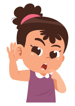 Child Listening Carefully with Hand Behind Ear Active Listening Educational Illustration