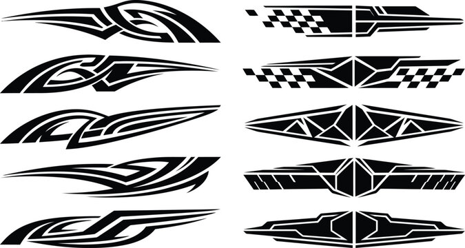 Tribal and racing car stickers