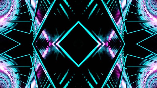Cyan and Pink Glowing Spiral Kaleidoscope Background VJ Loop in 4K