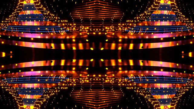 Orange and Blue Cyber Strobe Carousel Kaleidoscope Background VJ Loop in 4K