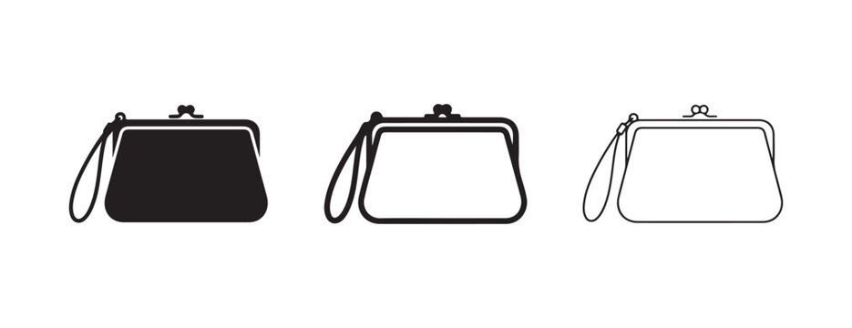  purse silhouettes in black and white on a plain white background