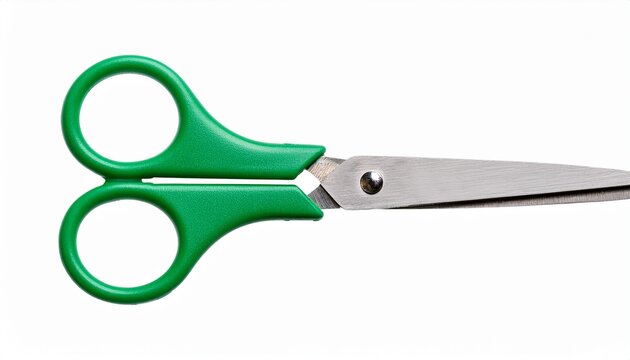 school scissors closed green handle isolated on white transparent
