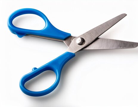 school scissors open blue handle isolated on white transparent