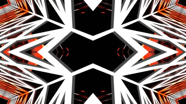 Orange and White Futuristic Abstract Kaleidoscope Background VJ Loop in 4K