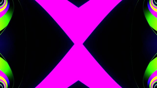 Purple and Green Neon Spirals Kaleidoscope Background VJ Loop in 4K