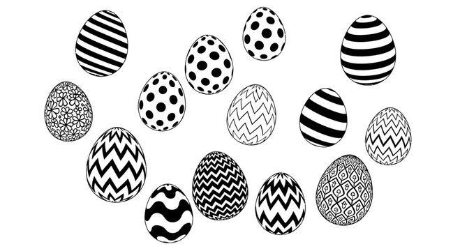 Set of Decorative Easter Eggs with Various Patterns