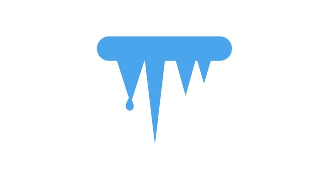 Blue paint drips down from a rounded rectangle on isolated white background animation 4k stock video