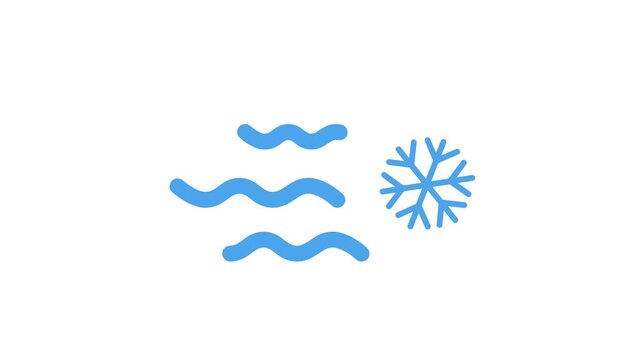 Blue snowflake and raindrop weather icons on a white background for forecasting animation 4k stock video
