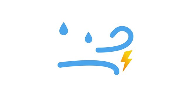 A blue frowning face emoticon with a single tear drop on a white background animation 4k stock video