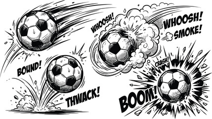 Soccer balls kicking and exploding with comic effects © Mst. Taslima Akhter