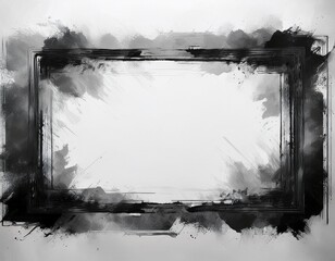 Fototapeta premium a abstract double grunge rectangle frame with distressed brush stroke border and white background