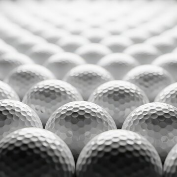 Numerous white golf balls pattern background art