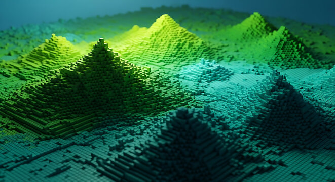 Abstract topographic map representation featuring digital terrain pyramids topography elevation landscape visualization geography abstract analysis structure geometric