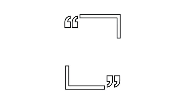 Simple black outline of quote marks forming a frame for text or testimonials isolated on a clean white background for web design.