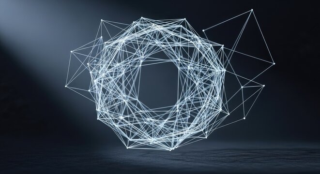 Abstract digital network structure futuristic design concept in dark environment
