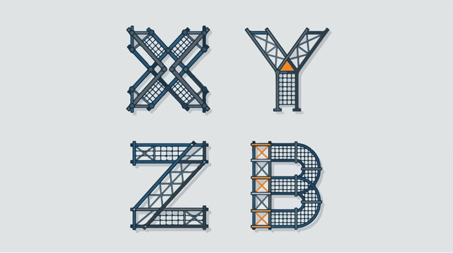 Industrial Style Lettering Alphabet Design Elements X Y Z B.