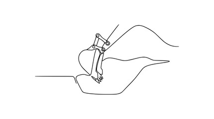 Obraz premium Mechanical Robotic Arm Manipulating Human Lips in Continuous Line Art