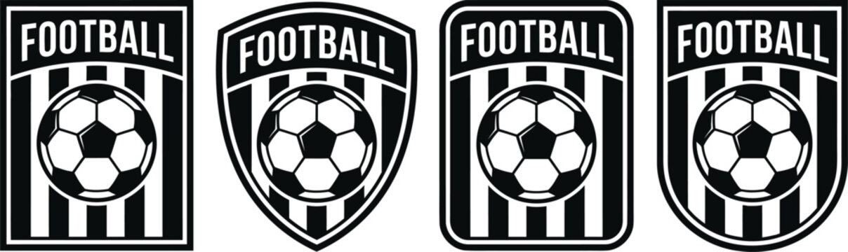 Black and white football logos with soccer ball