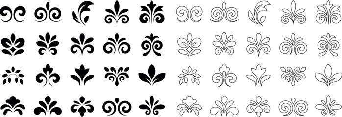 Set of various floral decorative elements and ornaments  designs © md manik hossain