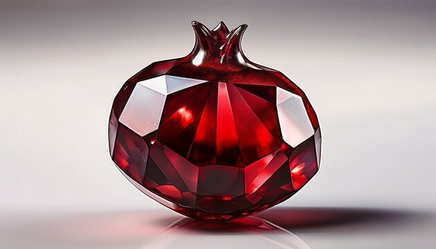 single garnet gemstone shining with clarity on a stark white background