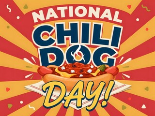 Fototapeta premium Colorful national chili dog day celebration banner