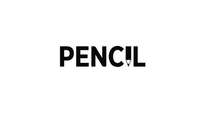 Minimalist logo design featuring the word Pencil with a creative pencil tip icon replacing the letter I.