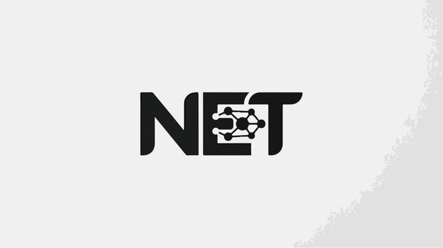 Minimalist NET typography logo with integrated network node symbol.