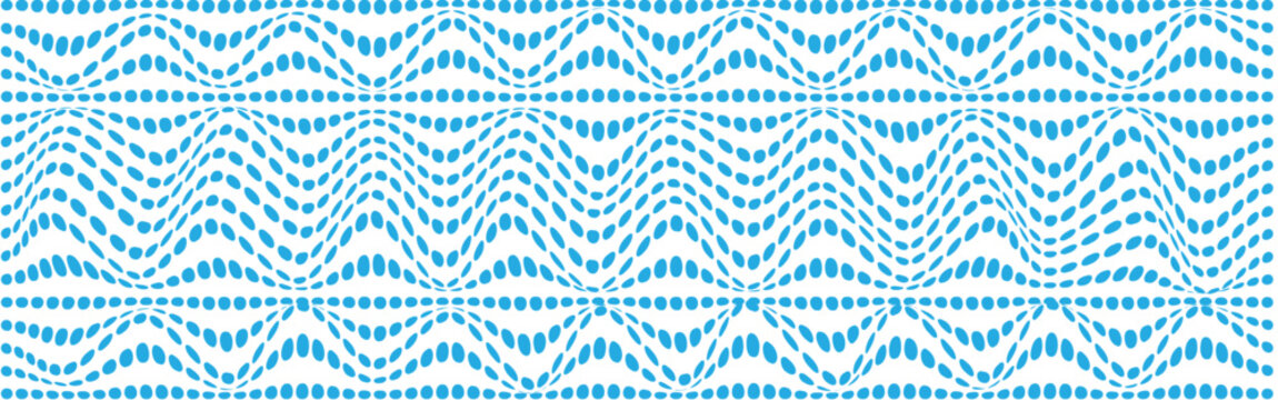 Blue dotted wave line pattern. Abstract air flowing particle wallpaper. Vector curve dashed gradient element for poser, banner, presentation, booklet, flyer