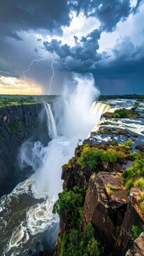 Dramatic thunderstorm rages over majestic Victoria Falls