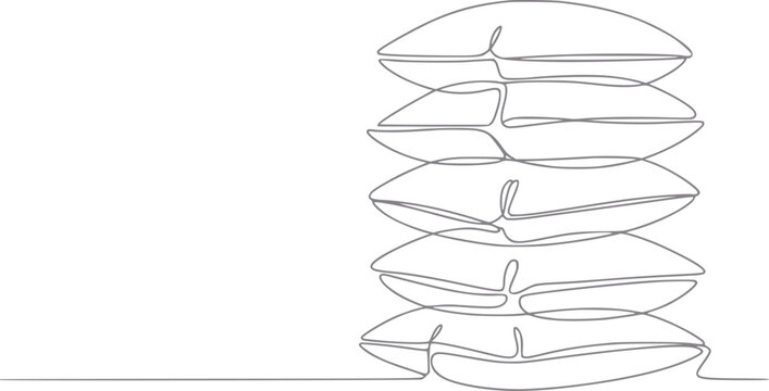 Minimalist line stack of pillows on white background