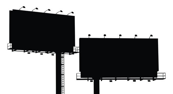 Billboard Structures With Lighting Black Silhouette billboards